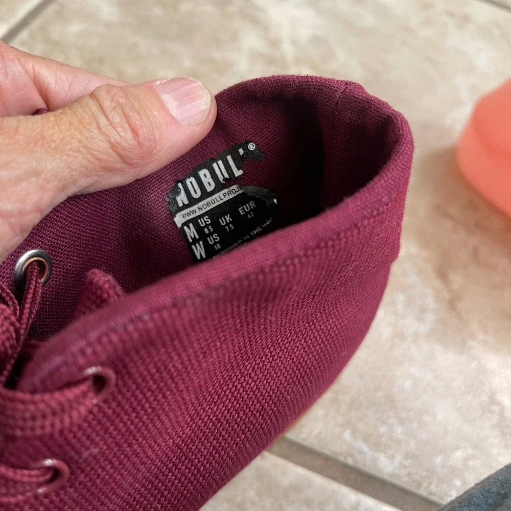 NOBULL High Top Canvas Trainer Cabernet Burgundy Gum‎ Sole Mens 8.5 Womens 10
